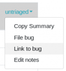 Summary menu link to bug